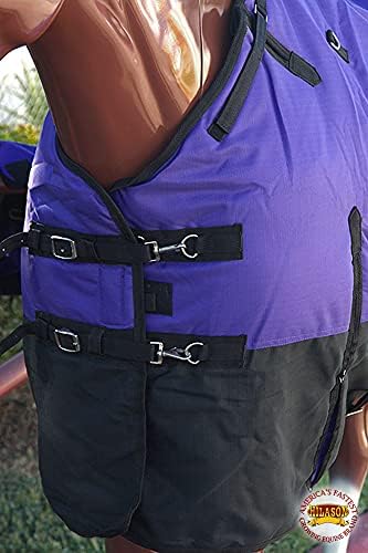 HILASON 1200D Winter Waterproof Poly Horse Turnout Blanket Belly Wrap Purple | 74 in — view 2
