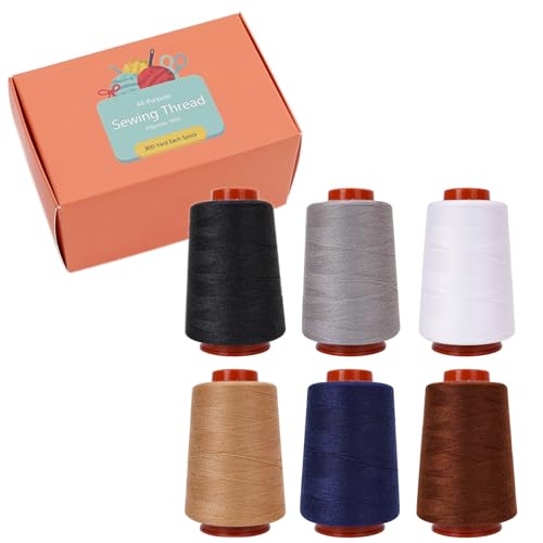 Connimonet Sewing Thread, 6 Pcs, 40wt All Purpose Sewing Thread,