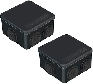 2 x IP55 Waterproof Junction Boxes, IP55 Dustproof Weatherproof Electrical Project Box, Universal Surface Mounted Enclosure Box for Indoor Outdoor Electrical Cables (85x85x50mm) – AVARTEK (Black)
