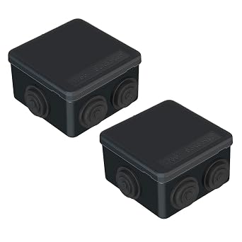 2 x IP55 Waterproof Junction Boxes, IP55 Dustproof Weatherproof Electrical Project Box, Universal Surface Mounted Enclosure Box for Indoor Outdoor Electrical Cables 85x85x50mm   AVARTEK Black