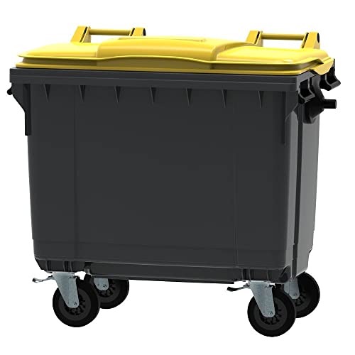 ESE Poubelle Conteneur à déchets 660L + Couvercle jaune