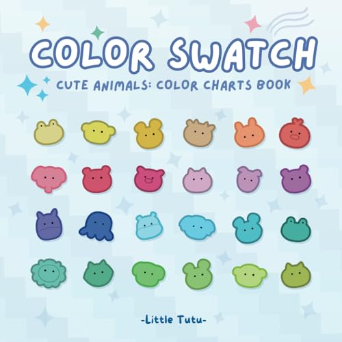  Color Swatch: Cute Animals Coloring Charts Book, Coloring Logbook, Palette for Coloring Books