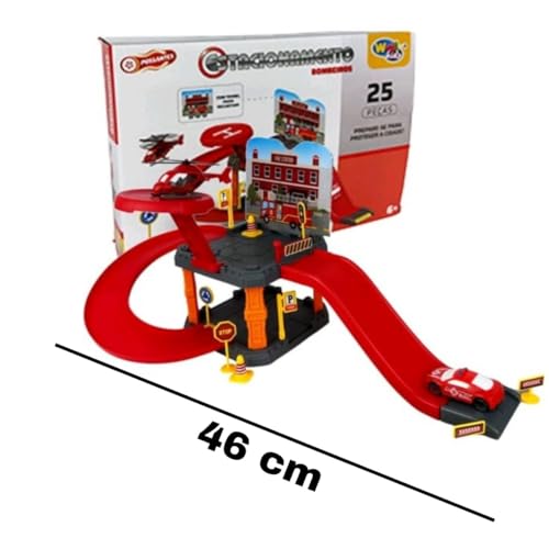 kit 2 Estacionamento Brinquedo Pista com carrinho helicoptero dinossauro policia bombeiro dino rampa