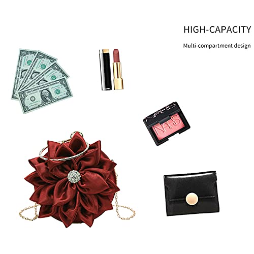 Image of Buddy Women Rose Shaped Clutch Soft Satin Wristlet Handbag Wedding Party Purse