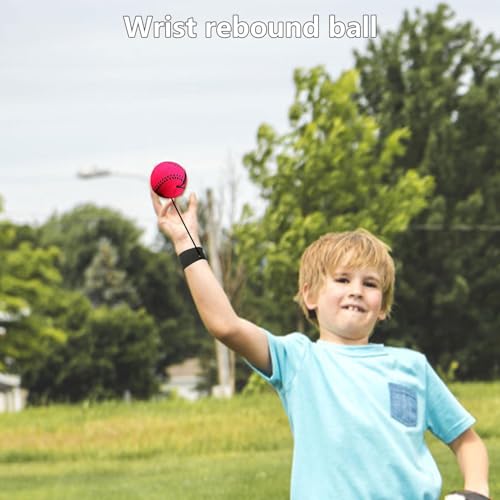 Bounce Ball mit Schnur, 6cm Handgelenk Return Ball, Basketball/Baseball/Tennis/Fußball an der Schnur, Gummi Springballs Reboundball für Kinder Erwachsene ältere Menschen zum Trainieren Spielen