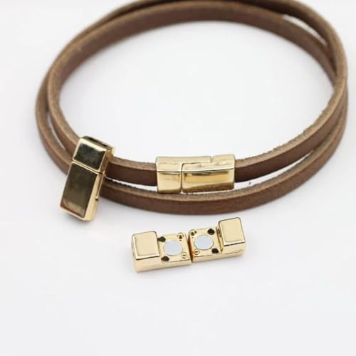 Image of Beadsnfashion 10 Pcs Flat Magnetic Clasps for Jewellery Making - 21x8mm, 6x3mm Hole Size, Gold Finish Magnetic Clasp for Bracelet & Necklace, Premium Jewelry Findings for DIY Crafting