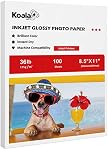 Koala Glossy Thin Inkjet Printer Paper for DIY Chip Bag and Print Brochure Flyer 8.5x11 Inches 100 Sheets 36LB for Inkjet Printers Use DYE Ink