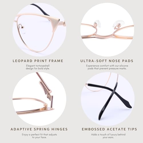 Blue Blockers Glasses for Women, Bluelight Glasses with Cat Eye Frame for Style, Comfort, Eye Strain Relief