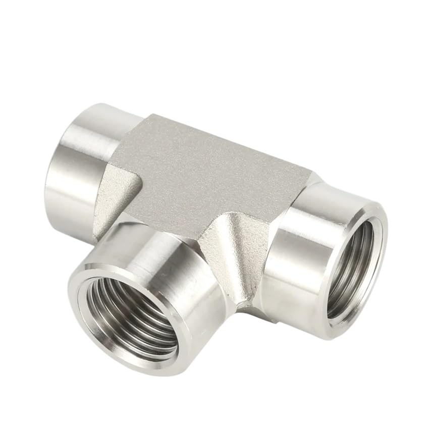 SS316 Female Tee NPT BSPT 1/8" 1/4" 3/8" 1/2" 3/4" 3 Way Connector 3000psig 20MPa Pipe Fitting Stainless Steel(Female BSPT Tee,1/8") Barb Fittings