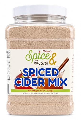 Spiced Apple Cider Drink Mix 2.5 lb | Instant Hot Apple Cider Beverage Mix | Hot Drinks, Holiday Parties, Catering, Offices & Seasonal Entertaining | Bulk Resealable Container, Packed in USA | Dasher's Spice & Beans