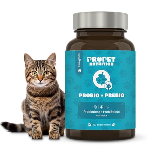 Probioticos Gatos + Taurina + Malta para Gatos. Triple Acción. 5 mil Millones UFC. Óptima Salud Intestinal. 120 Comprimidos. Impulsa Bienestar General. 11 Cepas. Enriquecido con Vitaminas