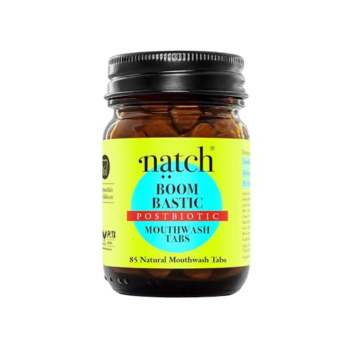 Natch Boombastic Mundspülungs-Tabs Hydroxylapatit Zink & Double Mint für frischen Atem Postbiotische Mundpflege Alkoholfrei Fluoridfrei & Mikrobiomfreundlich 85 Tabs