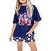 SXMURP KPop Themed Girls Outfit Set 2 Piece Tie Dye T-Shirt and Shorts with Demon Design for Hunters Birthday Parties and Fan Events 03 Dark Blue 120
