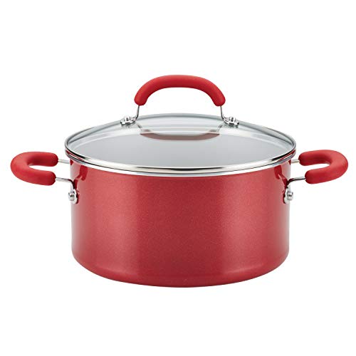 Rachael Ray Create Delicious Nonstick Stock PotStockpot with Lid - 6 Quart Red