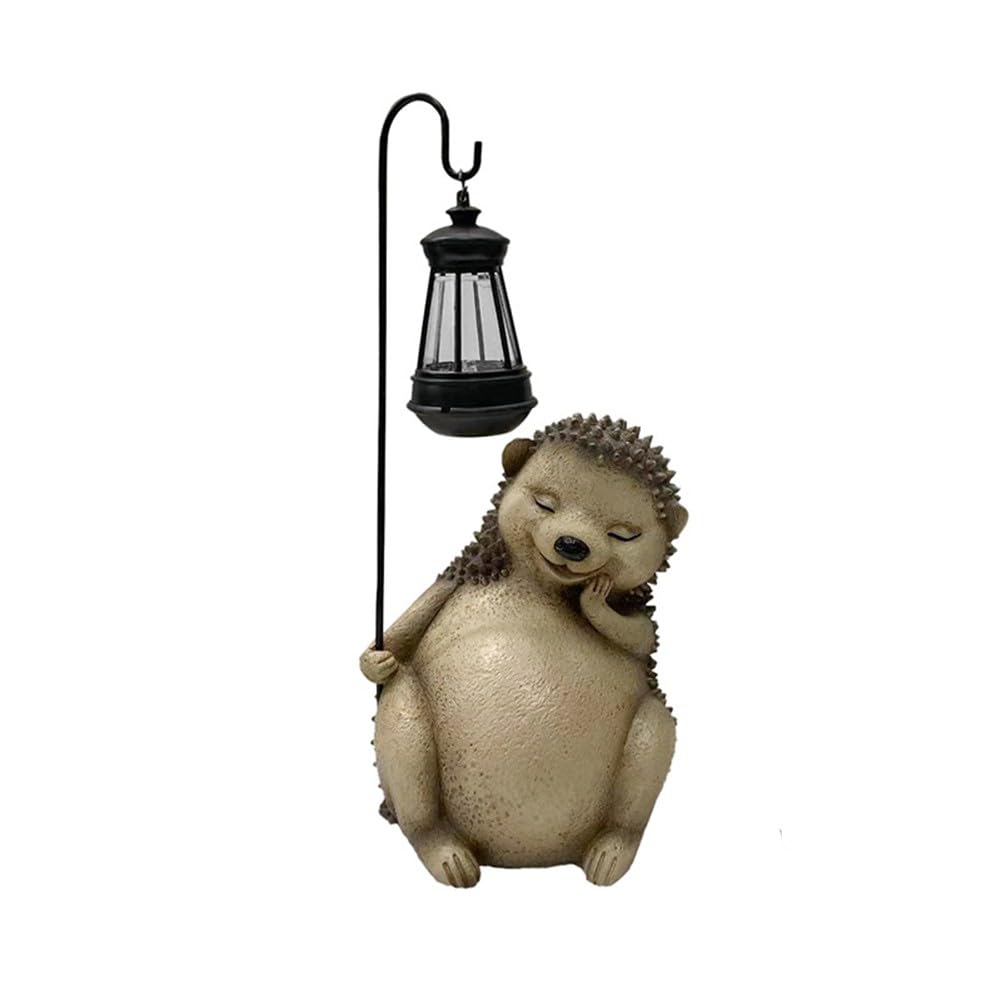 Statue de jardin solaire hérisson lampe extérieure étanche gris clair