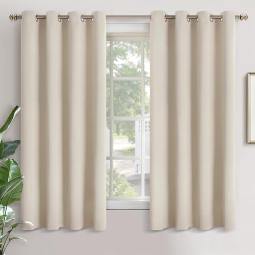 Image of YoungsTex Blackout Curtains for Bedroom 63 Inches Length - Grommmet Room Darkening Curtains Thermal Insulated Window Drapes for Living Room, Champagne, 2 Panels, 52 x 63 Inch