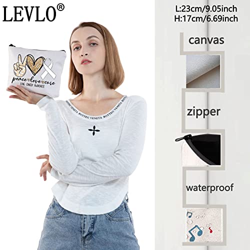 Levlo Lung Cancer Awareness Cosmetic Make Up Bag Lung Cancer Survivor Gift Lung Cancer Awareness Ribbon Make Up Zipper Pouch Bag (Lung Cancer Awareness) #TOP1