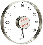 blomus -GRADO- Fensterthermometer aus mattiertem Edelstahl, Celsius, Temperatur, selbstklebend, analog, exklusive Optik, Thermometer wetterfest außen (H / B / T: 11 x 11 x 2,5 cm, Edelstahl, 65246)