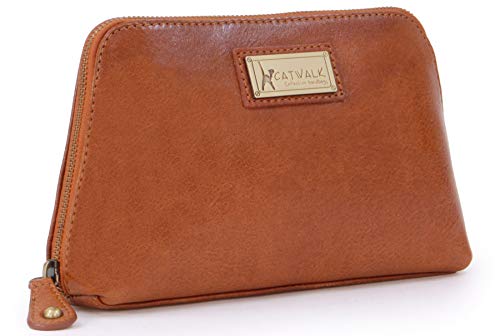 CATWALK COLLECTION HANDBAGS - Cuir Vintage - Petit Pochette / Trousse de Maquillage / Toilette / Cosmétique / Sac de Voyage - Emma - Tanne Cover