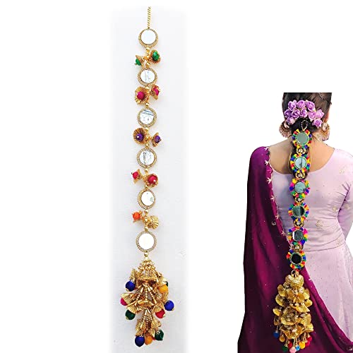Onex Hair Jewellery Choti Jadai Billai Hair Pin Hair Decoration With Hook Wedding Bridal Jewellery For Women's Paranda Parandi Braid Tassles Hair Accessory Pack Of 1, Multicolor