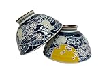 Japanese Mino Ware Ceramic Rice Bowl Set, Rabbits, Moon and Cherry Blossoms Pattern, 4.84 Inches Diameter x H2.6 Inches, 13.3 Fluid Ounces Set of 2 from Japan (Rabbits,Moon)