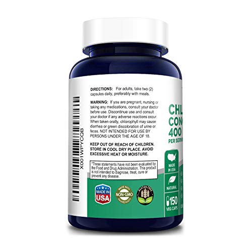 Nusapure Chlorophyll Concentrate 400 Mg 150 Vegetarian Caps (Non-Gmo & Gluten Free) #TOP2