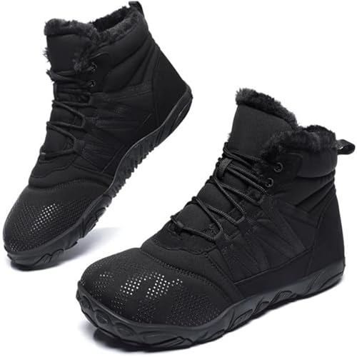 Barefoot Botas de Nieve Zapatos Invierno Hombre Mujer Forro Cálido Resistente al Agua Antideslizante Caliente Cómodas y Abrigadas Casuales Boots Unisex Negro EU43