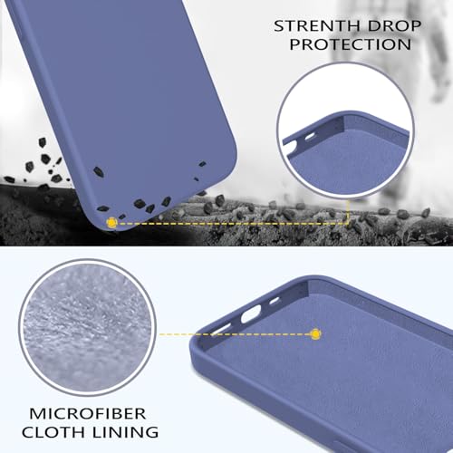 Image of DIZORO Compatible with iPhone 13 Case, Liquid Silicone Case, Full Body Protective Cover, Shockproof, Slim Phone Case, Anti-Scratch Soft Microfiber Lining, 6.1 inch - Lavender Grey