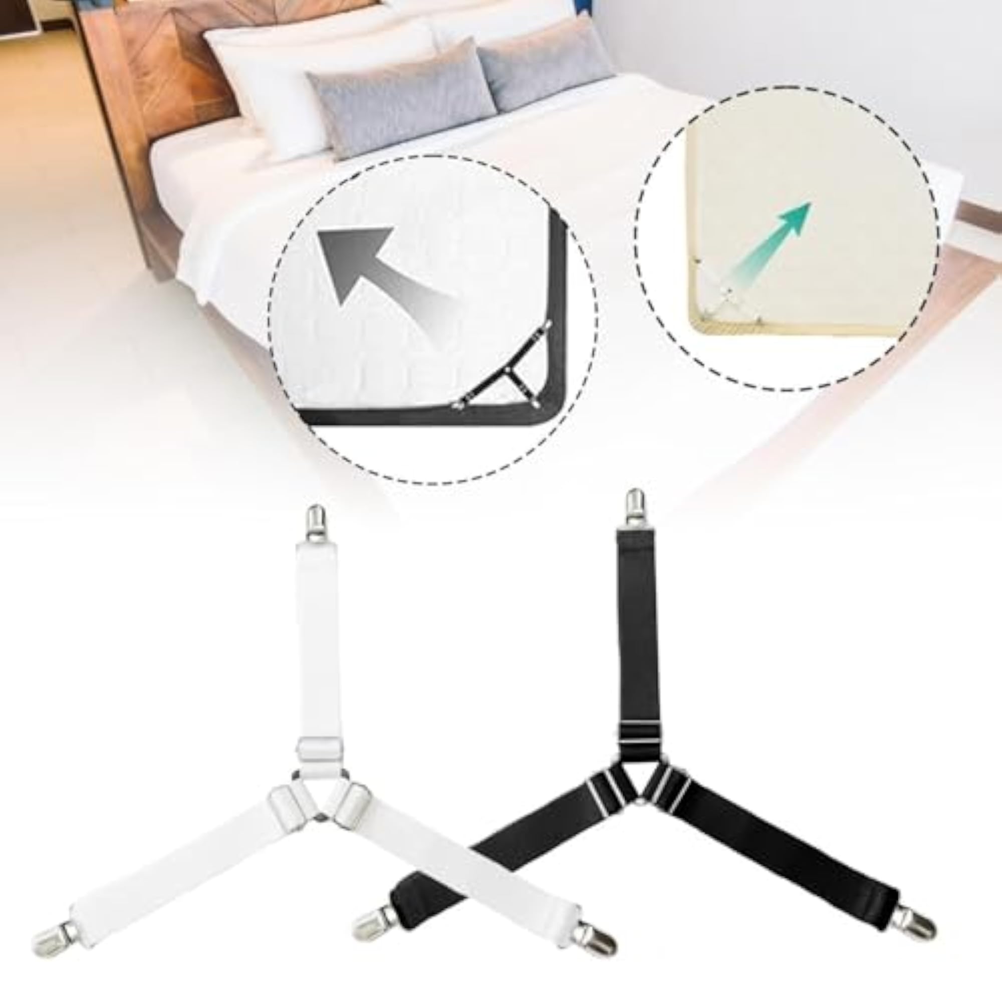 4Pcs Fitted Sheet Clips for Bedroom, White
