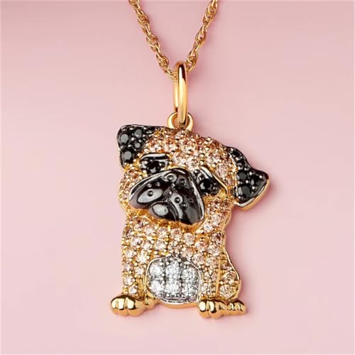 DUTACK Goldener Mops-Anhänger für Frauen – bezaubernder Schmuck für Hundeliebhaber, florales Emaille-Haustierzubehör, aufmerksames Geschenk für Geburtstage und Feiertage, M, Legierter Stahl, Abalone