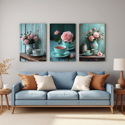 Tableau esthetique lot de 3 posters Boho Plante encadres rose 30x45cm - 3