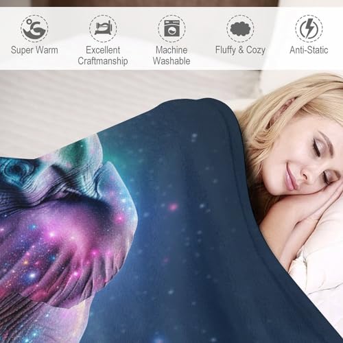 Manta cálida de forro polar para cama y sofá con imágenes 3D de elefante suave 4