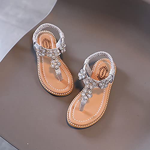 Kids Sandals Flip Baby Sandals Crystal Toddler Girls Infant Bling Kids Floral Flop Shoes Girl's Shoes (Silver, 6 Toddler)3