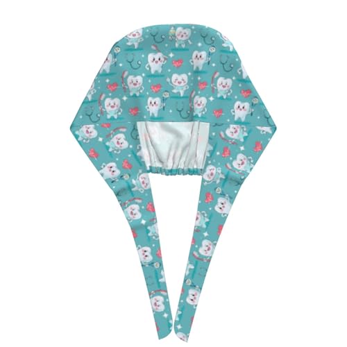 Image of Working Cap Scrub Cap with Sweatband Adjustable Unisex Tie Back Hat for Cleaning Farm Nursing