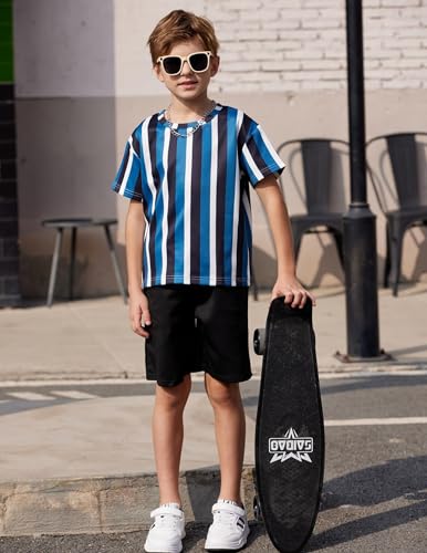 Image of Arshiner Boys Drop Shoulder T-Shirt & Drawstring Waist Shorts Summer Casual Outfits (5-12 Years)