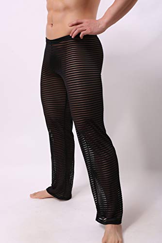 Men’s Summer Sexy Mesh See Thru Stretchy Lightweight Sleep Lounge Pants3