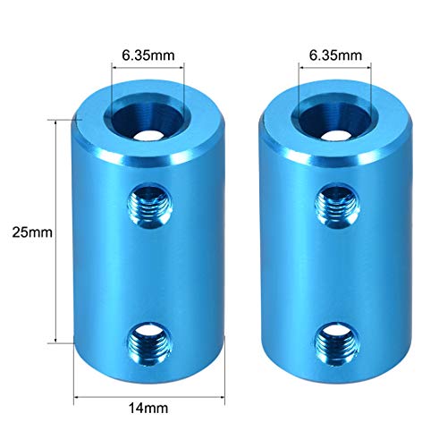 Uxcell 1/4 Inch To 1/4 Inch Bore Rigid Coupling Set Screw L25Xd14 Aluminum Alloy,Shaft Coupler Connector For 3D Printers, Motor Accessories,Blue #TOP2