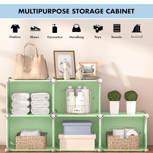 Image of amazon basics DIY Foldable Shoe Rack | 4 Layer Plastic Shoes Rack with Door Cover | Multipurpose Stand for Home & Entryway Green