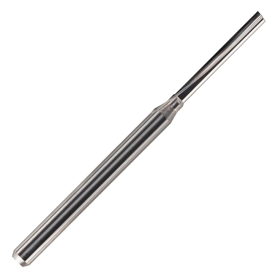 Rennie Tools - 2.5mm x 17mm Flute x 3.175mm (1/8") Shank Solid Carbide O Flute Straight Router Bit / Single Flute For Plastic, Acrylic, Perspex Etc. 1F Cutter For CNC's.