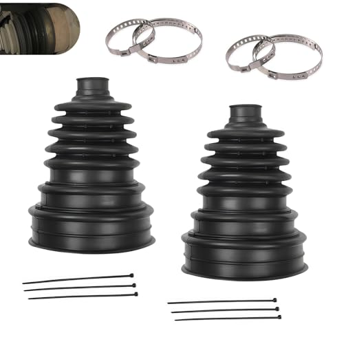 Fiknonk 2 PCS CV Boot Repair Kit, No-Disassembly Design CV Axle Boot with 4 Clamps 6 Ties, Split CV Boot for Easy Installation, Universal for Most Cars, Trucks, SUVs (Black)