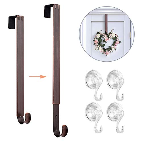 VIS'V Wreath Hanger, 15-24 Inch Adjustable Metal Wreath Hanger for Front Glass Door