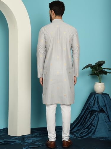 Image of SOJANYA (Since 1958 Men's Jacqard Silk Kurta & White Pyjama Set