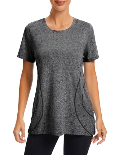 Image of Cucuchy Womens Yoga Tops Flowy Fitness Workout Shirts Short Sleeve Activewear