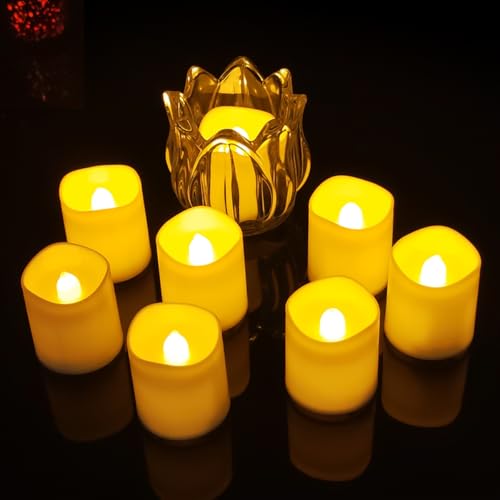 Image of Jialine 12 Pack Flickering Flameless Votive LED Tea Lights Candles, Electric Fake Battery Operated tealights Candles for Halloween,Christmas,Wedding,Party and Holiday Decoration