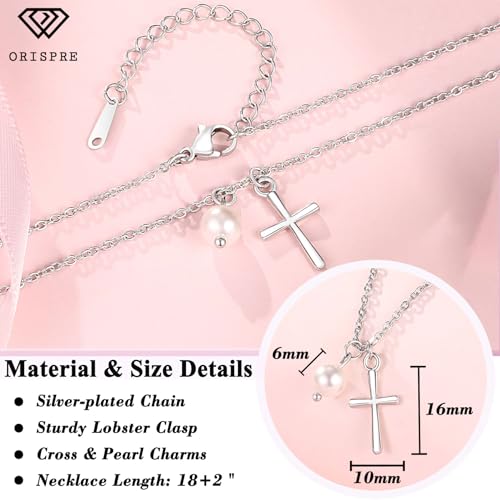 Pearl Cross Necklace for Girls - Baptism First Communion Confirmation Easter Graduation Gifts for Girls4
