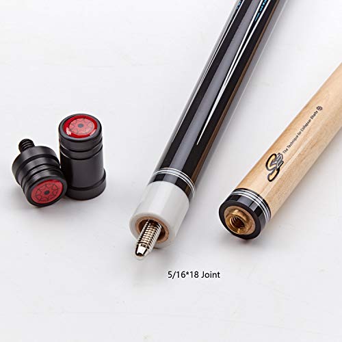 Collapsar Cxt030 Pool Cue With Soft Case,Black With Cream Points And Turquoise,Wrapless Blue Curly Maple Handle, 58Inch Professional Pool Stick (Blue Handle, 20 Ounce) #TOP6