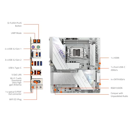 Image of GIGABYTE X870 AORUS Tachyon ICE AM5 LGA 1718, E-ATX, DDR5, 3xM.2, PCIe 5.0, USB4 Type-C, WIFI7, 5GbE, D5 Bionic Corsa, AORUS AI Snatch