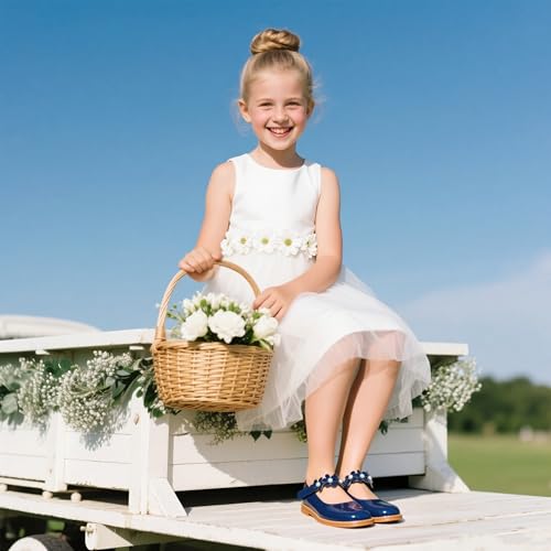 Image of Kiderence Toddler Girl Mary Jane School Uniform Dress Shoes Oxford Flats | Wide Toe Box Great Comfort for Student Shoe and Flower Girl Shoe for Wedding, Parties, Church