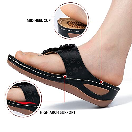 Ecetana Women's Sandals Comfortable Flip Flops For Women With Arch Support Summer Casual Wedge Sandals Shoes Casual #TOP3
