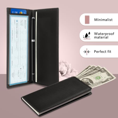 Image of CoBak Checkbook Cover for Women & Men - PU Leather Case with RFID Blocking | Classic Design Check Book Holder for Personal and Business
